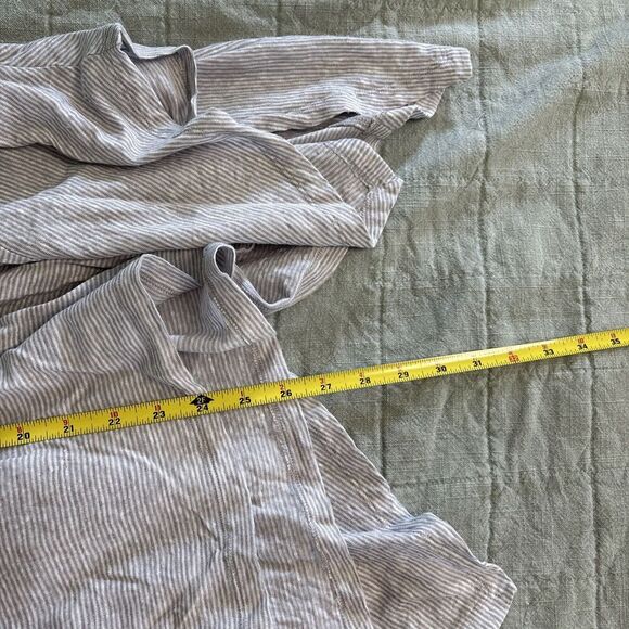 EILEEN FISHER Dark Pearl Gray White Linen Jersey Stripe Asymmetrical Skirt Small - Picture 7 of 7